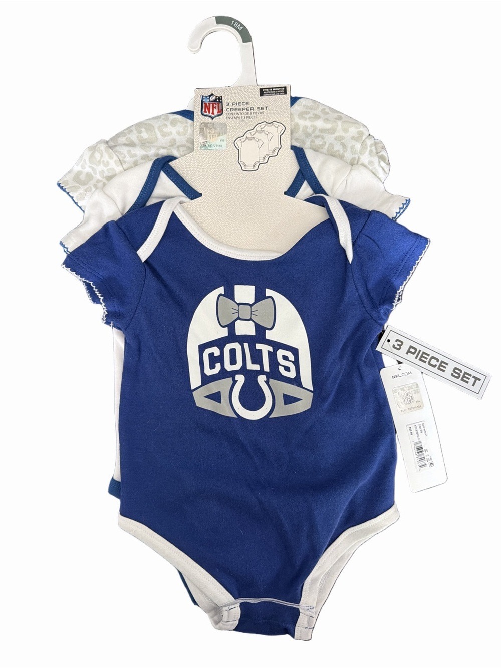 NFL Colts Infant 3 Piece Creeper/Onesie Bodysuit Set - Colts Fan